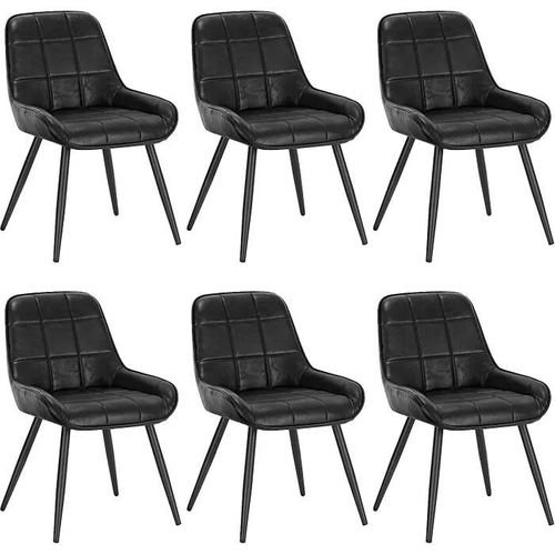 Lot De 6 Chaises De Salle À Manger-Chaises Scandinaves En Simili Cuir-Chaise De Réception-Noir