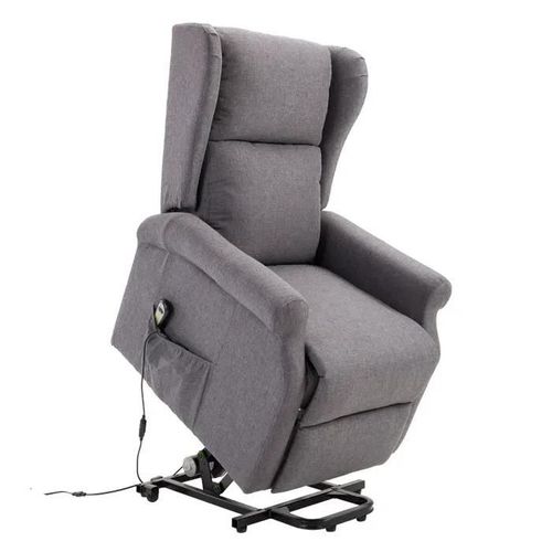 Homcom Fauteuil De Relaxation Électrique Fauteuil Releveur Inclinable Avec Repose-Pied Ajustable Lin Gris Chiné