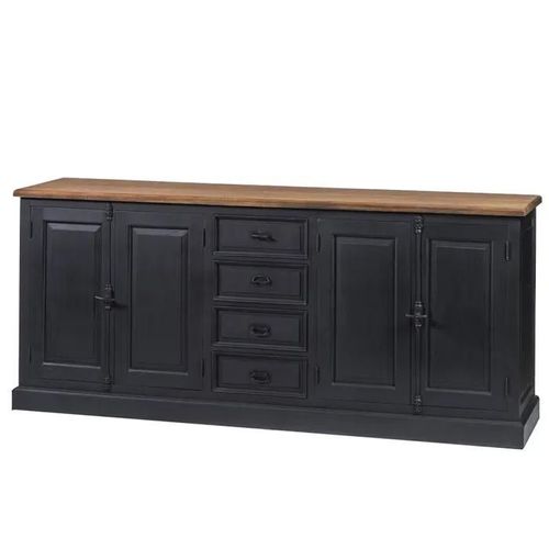 Buffet Bas En Bois Noir 4 Portes 4 Tiroirs - Dalila