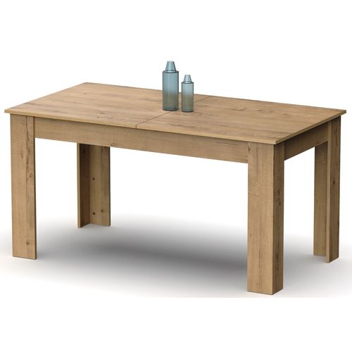 Table À Manger Extensible En Aggloméré Et Mélamine Coloris Chêne Doré - Longueur 140-195 X Profondeur 80 X Hauteur 77 Cm