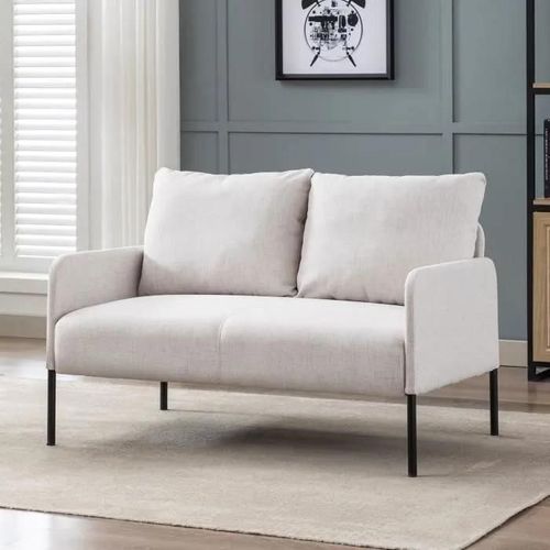 Wahson Canapé 2 Places En Lin Moderne Sofa Revêtement Tissu Avec Rembourrage Épais Pour Salon, Beige