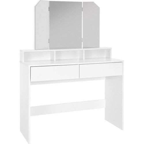 Coiffeuse Avec Miroir Pliable Moderne Table De Maquillage En Mdf Avec 2 Tiroirs
