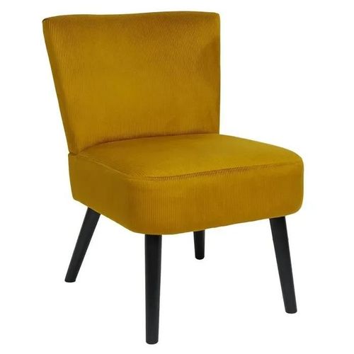Fauteuil Crapaud En Velours Côtelé Ocre - Konae
