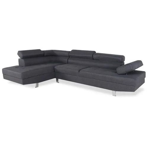 Canapé D'angle Gauche Avec Têtières Relevables Charly Tissu Gris