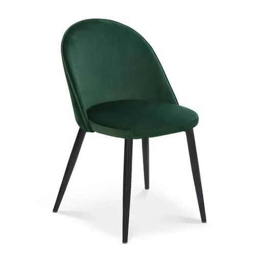 Lot De 6 Chaises Cecilia Velours Vert Pieds Noirs