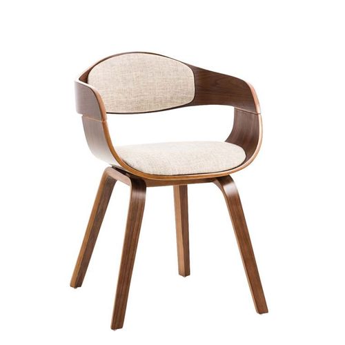 Chaise Retro Kingston En Tissu Noyer / Crème
