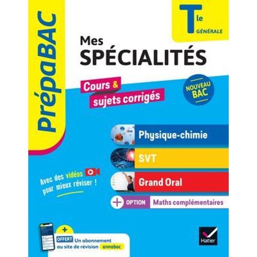 Prépabac - Mes Spécialités Physique-Chimie, Svt, Grand Oral, Maths Complémentaires Tle - Bac 2026