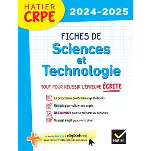 Hatier Crpe - Fiches De Sciences Et Technologie - Epreuve Écrite 2024/2025