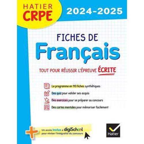 Hatier Crpe - Fiches De Français - Epreuve Écrite 2024/2025