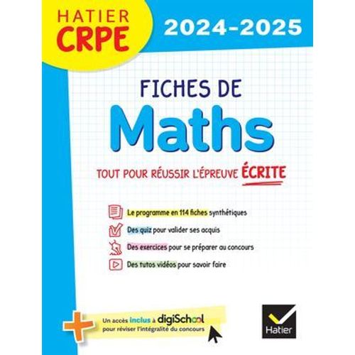 Hatier Crpe - Fiches De Maths - Epreuve Écrite 2024/2025