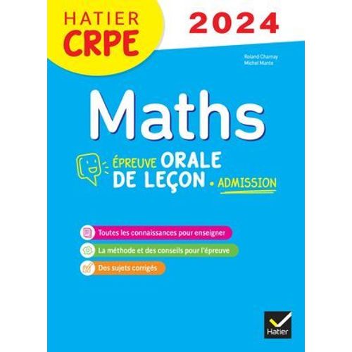 Mathématiques - Crpe 2024-2025 - Epreuve Orale D'admission