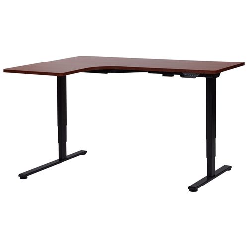 Bureau D'angle À Gauche Réglable Électriquement 160 X 59 Cm Noir Et Marron Foncé Destines