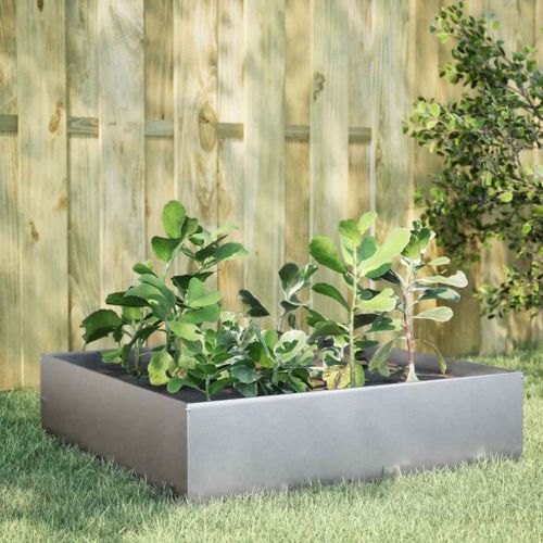 Vidaxl Lit Surélevé De Jardin 100x100x25 Cm Acier Inoxydable
