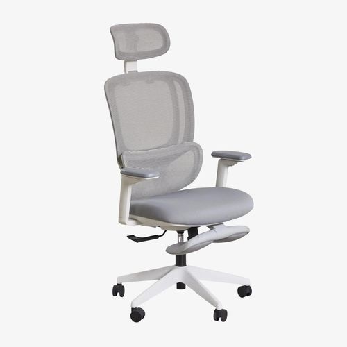 Chaise De Bureau Avec Roulettes, Accoudoirs Et Repose-Pieds Saubion Gris Clair