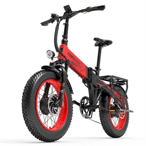 Vélo Électrique Pliable Lankeleisi X2000 Max, Moteur Double 2000, Batterie 48 V 20 Ah, Pneus Larges 20 × 4,0, 48 Km/H, Rouge