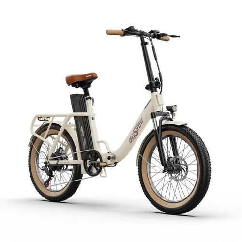 Onesport Ot16 Pliable Vélo Électrique, Moteur 250 W, Batterie 48 V 17 Ah, Pneus 20 × 3,0 Pouces, Shimano 7 Vitesses, Blanc