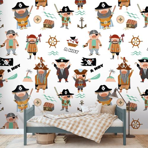 Papier peint photo Profhome 391911-GU papier peint intissé gaufré à chaud lisse avec un dessin infantile mat crème brun rose noir 1,59 m x 2,8 m