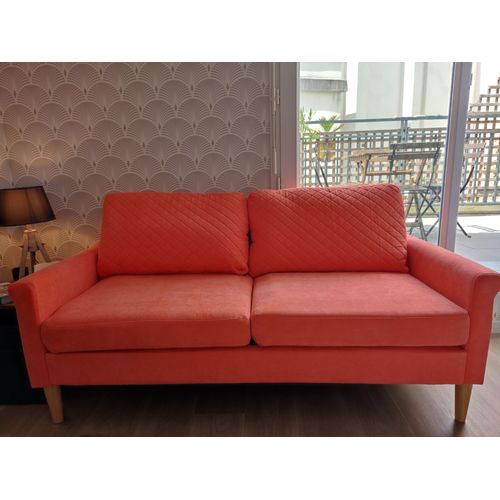 Canapé Scandinave 2 Places 165 Cm En Velours Orange