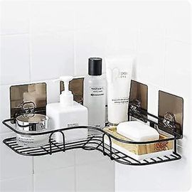 Étagère de douche d'angle - Organiseur mural pour salle de bain, peu encombrant, durable avec crochets adhésifs