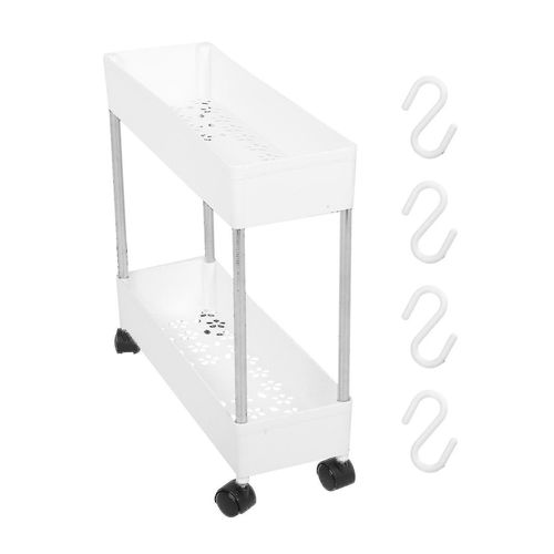 Chariot de rangement mobile multicouche à roulettes pour salle de bain et cuisine - Design durable et compact