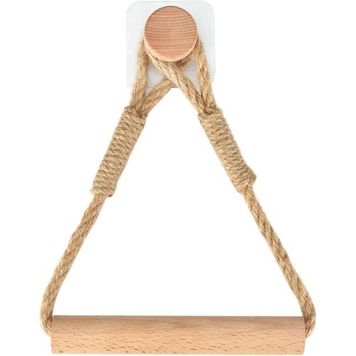 Porte-rouleau de papier toilette de style industriel - Sans perçage, design polyvalent en bois et corde pour salle de bain, serviette et essuie-tout