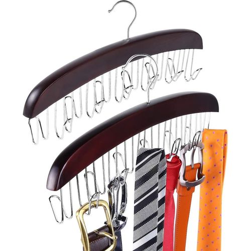 Organiseur De Ceintures En Bois Pour Placard - Rangement Suspendu À 12 Crochets Pour Ceintures Et Cravates - Design Durable Et Léger