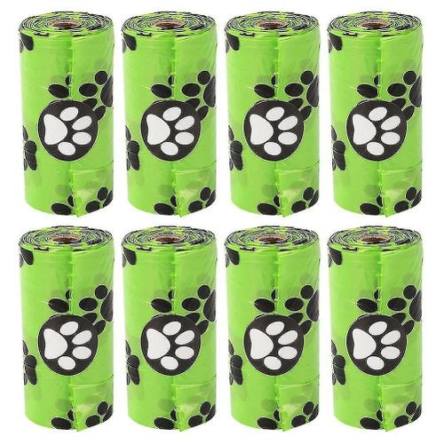 Lot De 8 Sacs À Déjections Canines ¿ Sacs À Déjections Durables Pour Un Nettoyage Facile ¿ Sacs Poubelles Écologiques Pour Animaux De Compagnie, Couleur Verte