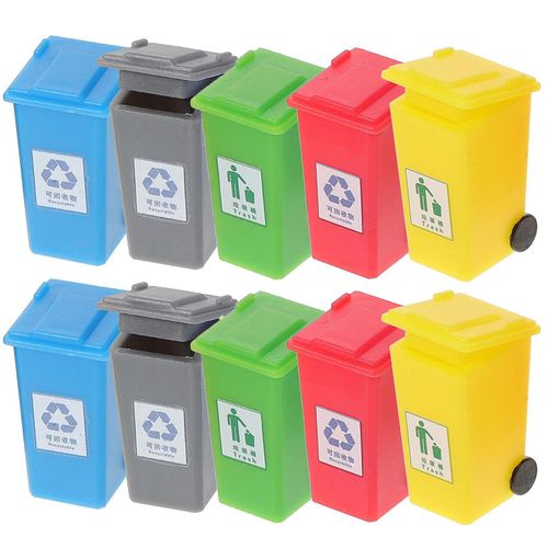 Lot de 10 poubelles miniatures pour décoration de table de sable - Accessoires de micro-paysage à l'échelle 1/50