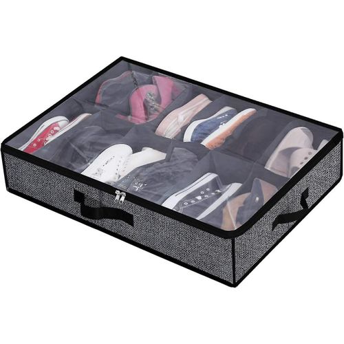 Range-Chaussures Sous Le Lit Pour 12 Paires - Gain De Place, Robuste Et Facile D'accès