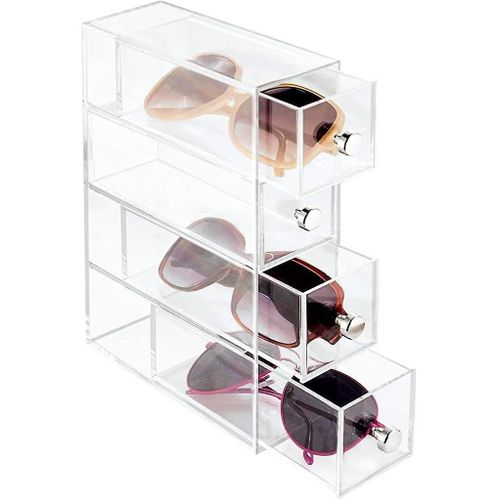 Organiseur Compact À 4 Tiroirs Pour Salle De Bain Et Bureau - Boîte De Rangement Transparente Pour Cosmétiques Et Accessoires