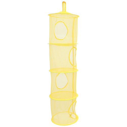 Filet de rangement compact à 4 couches pour peluches, chaussettes et petits objets - Organiseur gain de place jaune