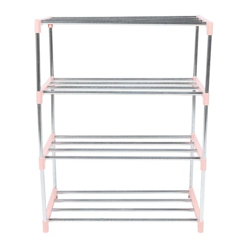 Étagère À Chaussures Rose Moderne À 4 Niveaux - Organiseur D'entrée Durable En Acier Inoxydable Et Polypropylène Pour Chaussures Et Rangement