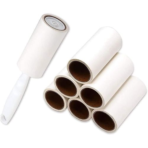 Brosse anti-poils d'animaux collante - Rouleau anti-peluches écologique pour vêtements, tapis et meubles - 60 feuilles incluses