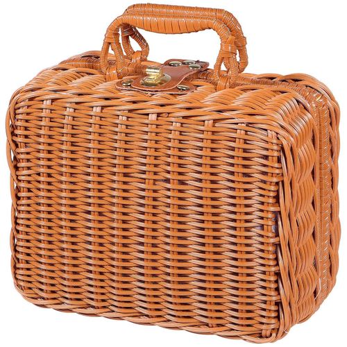 Valise tissée rétro IMIKEYA - Boîte de rangement élégante en rotin pour cosmétiques et voyages - Design élégant et fonctionnel