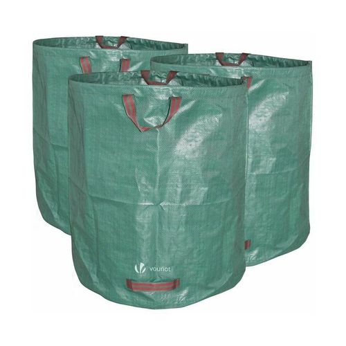 Lot de 3 sacs à déchets de jardin 272 L - Durables, réutilisables, faciles à soulever, résistants à l'humidité, design écologique
