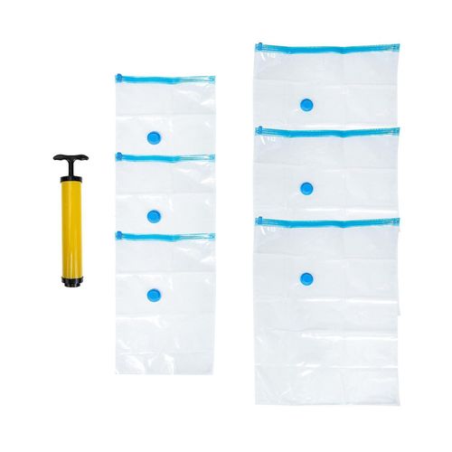 Sacs de rangement sous vide peu encombrants pour vêtements et literie - Pack durable et multi-tailles avec pompe manuelle pour une utilisation facile