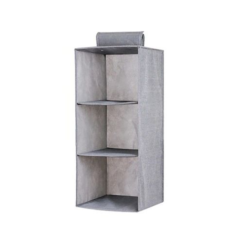Organiseur de rangement suspendu à 3 niveaux pour vêtements et chaussures - Solution de rangement compacte pour garde-robe, gris clair
