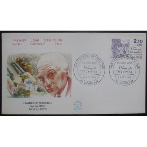 France Fdc François Mauriac 23-02-85 Bordeaux