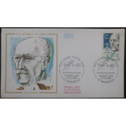 France Fdc Henri Fabre 22-02-86 Marseille