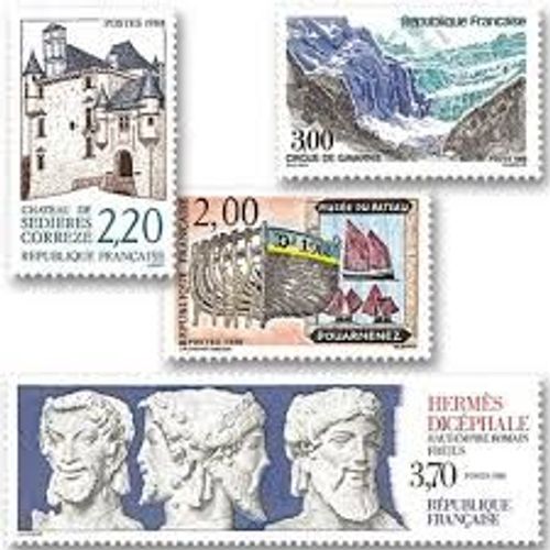 Douarnenez, Château De Sédières, Cirque De Gavarnie, Hermès Dicéphale À Fréjus Série Complète Année 1988 N° 2545 2546 2547 2548 Yvert Et Tellier Luxe
