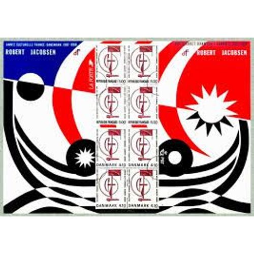 Art : Oeuvre De Robert Jacobsen Amitié Entre La France Et Le Danemark Émission Commune France/Danemark Pochette Souvenir N° 5 Année 1988 N° 2551 Yvert Et Tellier Luxe