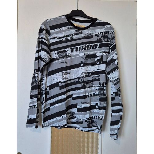 T-Shirt Manche Longue John Galliano Kids Taille 14 Ans Noir Imprimé