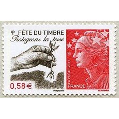 Fête Du Timbre "Protégeons La Terre" Avec La Marianne De Beaujard Année 2011 N° 4534 Yvert Et Tellier Luxe