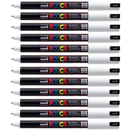 Posca Lot De 12 Marqueurs Pointe Calibrée Extra-Fine Pc1mr 0,7mm Blanc