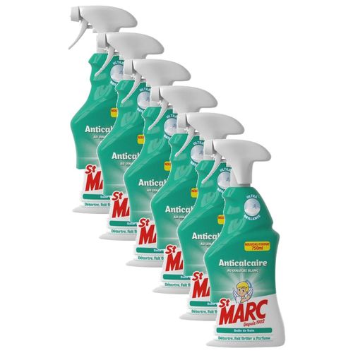 ST MARC Lot de 6 Pistolets Spray Désinfectant et Nettoyant Anticalcaire au Vinaigre Blanc 750 ml