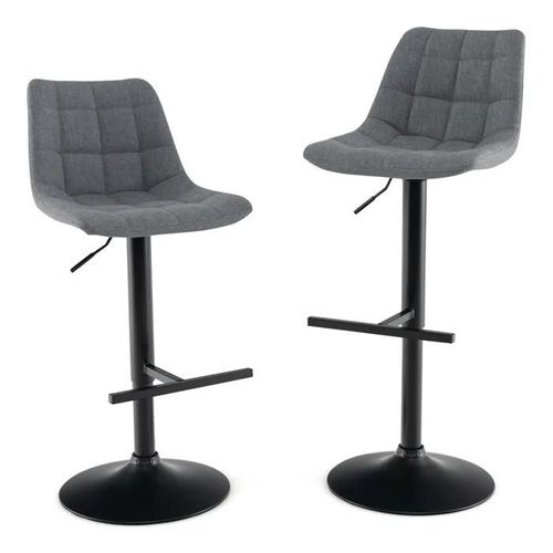 Lot De 2 Tabourets De Bar Pivotants - Costway - Hauteur Du Siège Rembourré Réglable 63-83 Cm - Dossier Incurvé - Repose-Pieds Gris