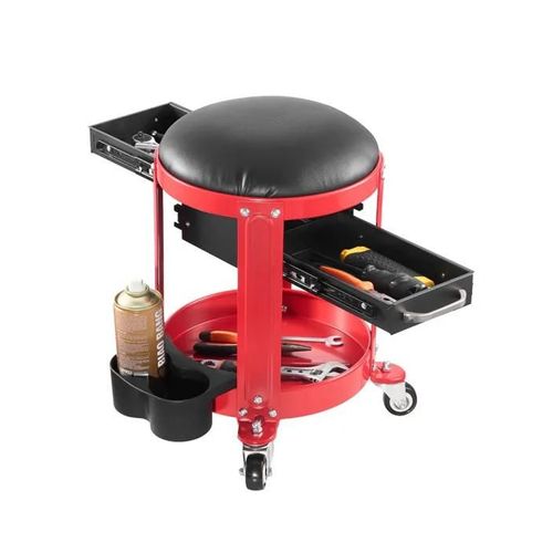Tabouret D'atelier Sur Roulettes-Vevor-Tabouret De Mécanicien-Siège De Garage Rembourré-Avec Plateau À Outils Et 2 Tiroirs