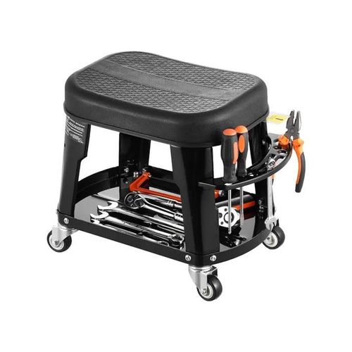 Tabouret D'atelier Sur Roulettes-Vevor-Tabouret De Mécanicien-Siège De Garage Pivotant À 360°-Avec Plateau À Outils Et Support