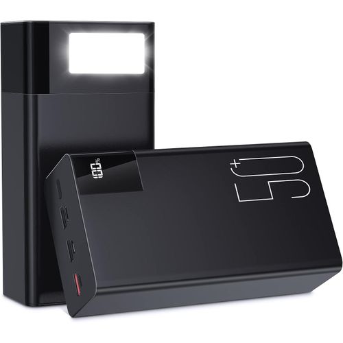 Batterie Externe 50000mah Power Bank 22.5w Fast Charging Portable Charger - Chargeur Portable Avec Lampe De Poche Puissante-Noir