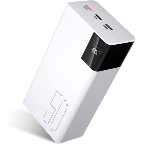 50000mah Power Bank Batterie Externe 22.5w Fast Charging Portable Charger - Chargeur Portable Avec Lampe De Poche Puissante-Blanc Radio With